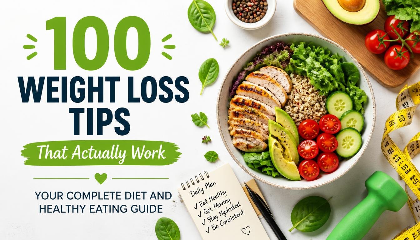 Read more about the article 100 Weight Loss Tips That Actually Work: Your Complete Diet and Healthy Eating Guide 